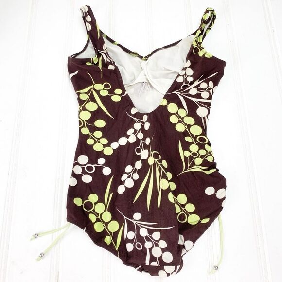Fantasie Womens M Seville Underwire Bra One Piece Swimsuit Floral Brown Green - Picture 3 of 7
